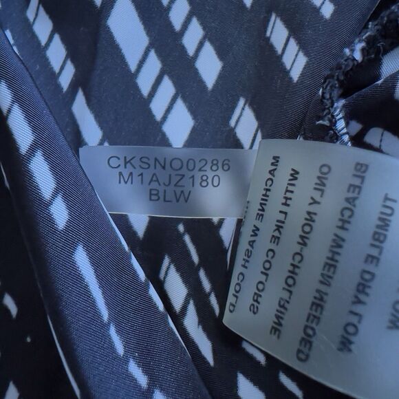 Calvin Klein Jacket Shirt Shacket Size L Cargo Button Up Black/White Geometric - Picture 7 of 8